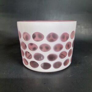 Vintage Cranberry Glass Ice Bowl Bucket Coin Dot White